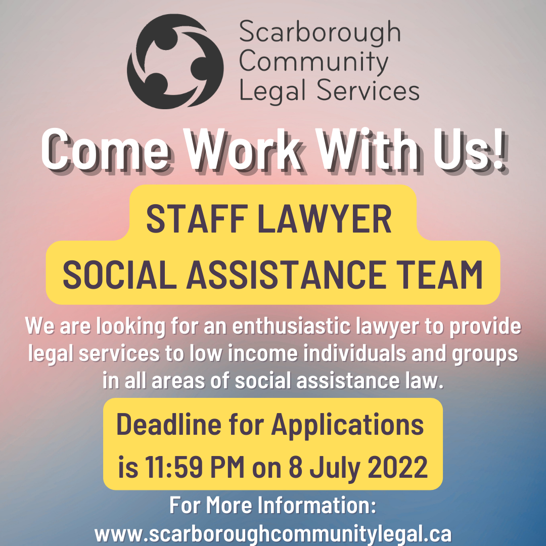 Job Posting Social Assistance Team Staff Lawyer Scarborough